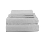 Folded linen sheet set in Mushroom 2 Pillowcases 1 Fitted sheet 1 loose sheet