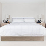 Bed with Essential Collection Percale Duvet Cover & Pillowcase Set in Light Grey Frame