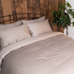 Made bed sateen sheets warm grey