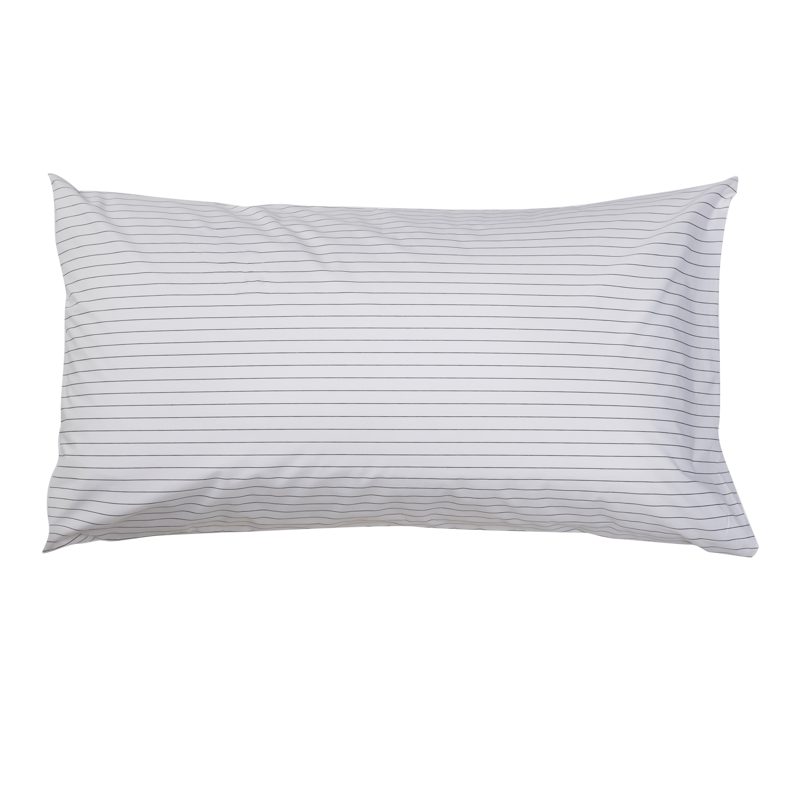 Pillow with Essential Collection Percale Pillowcase in Charcoal Stripe